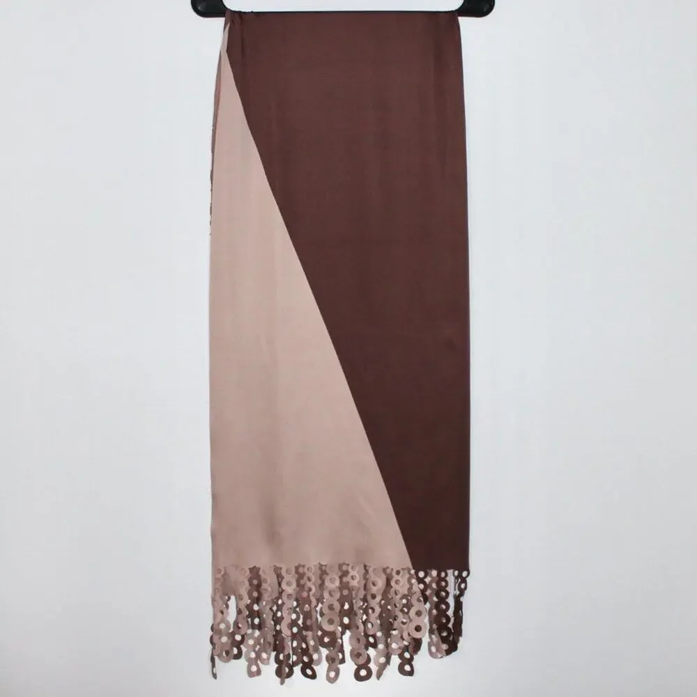 Brown Tones Brown Geometric Shawl Scarf Asymmetric